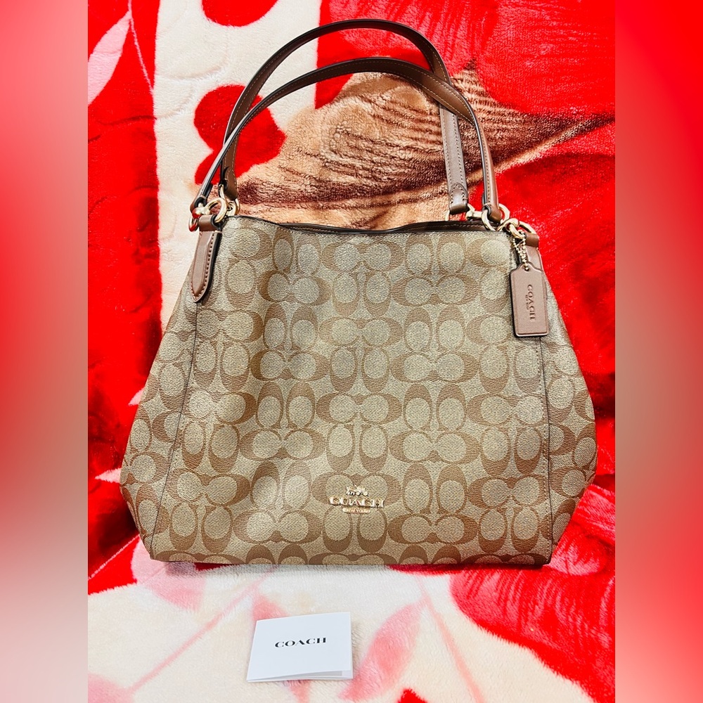 New Coach F80298 Hallie Shoulder Bag in Signature Canvas